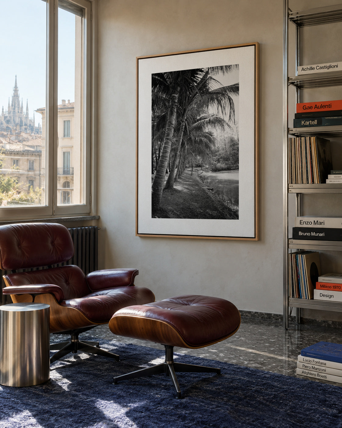 Coastal palm trees - Framed canvas in an interior