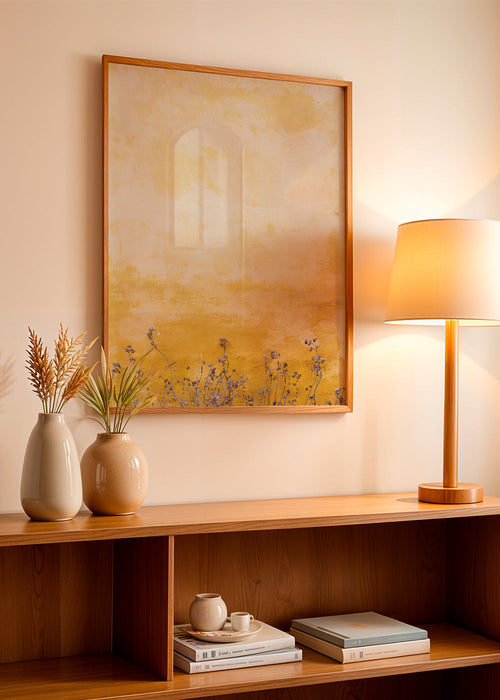 Botanische print: gestructureerde muur met gedroogde bloemen