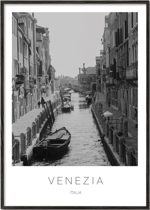 Reisposter — Venetië kanaal monochroom