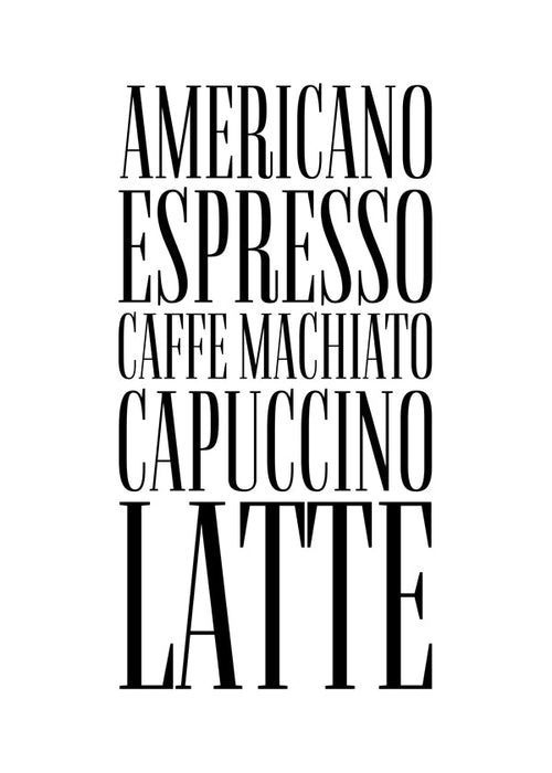 Keuken kunst Soorten koffie poster