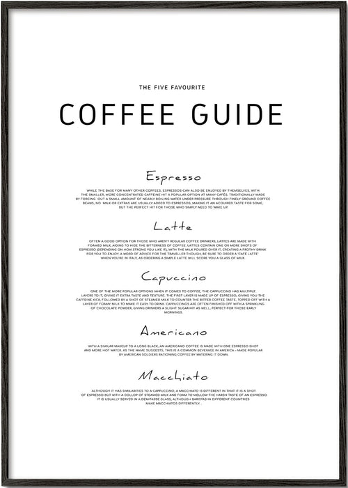 Keuken kunst: Coffee Guide typografische print