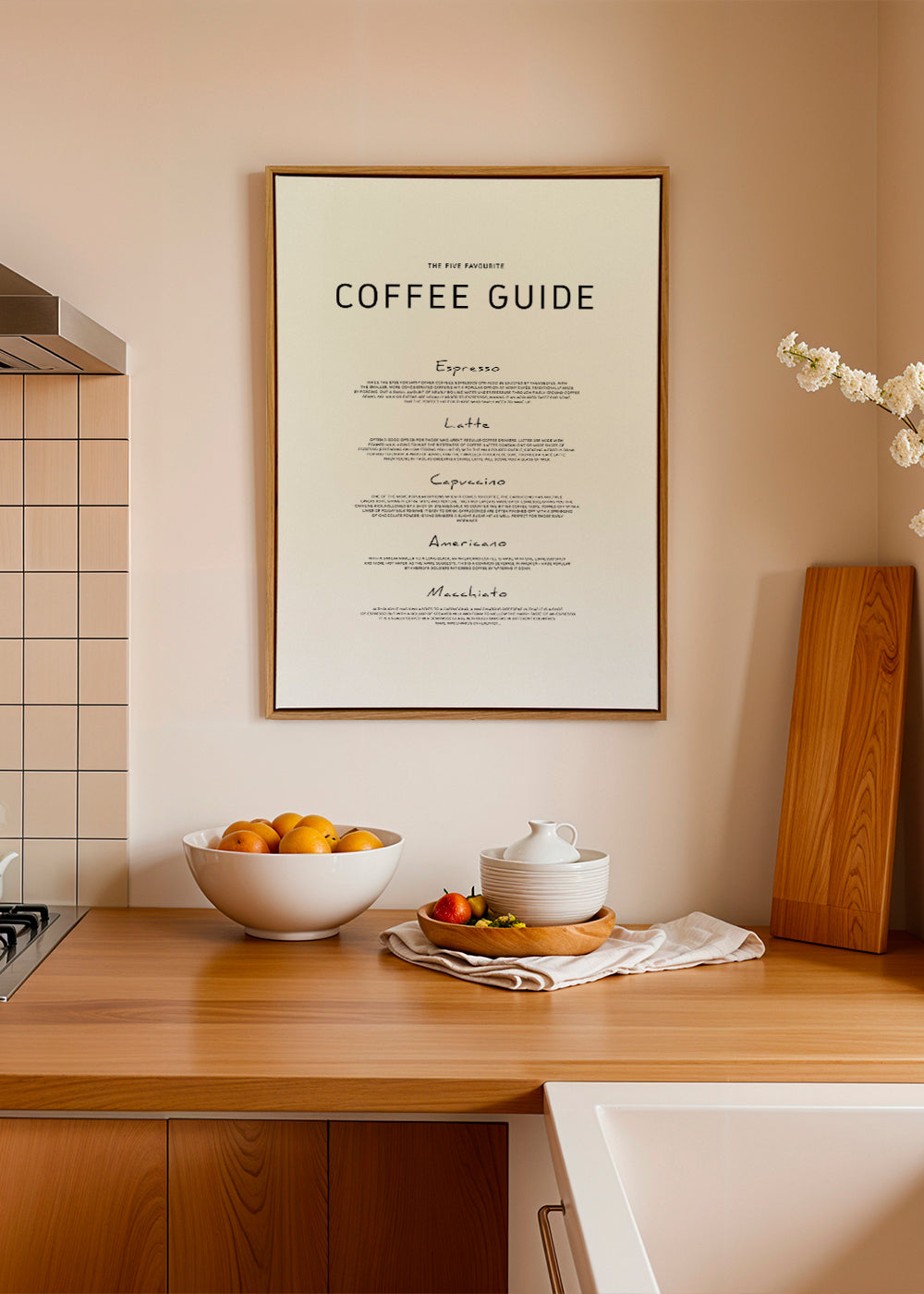 Keuken kunst: Coffee Guide typografische print