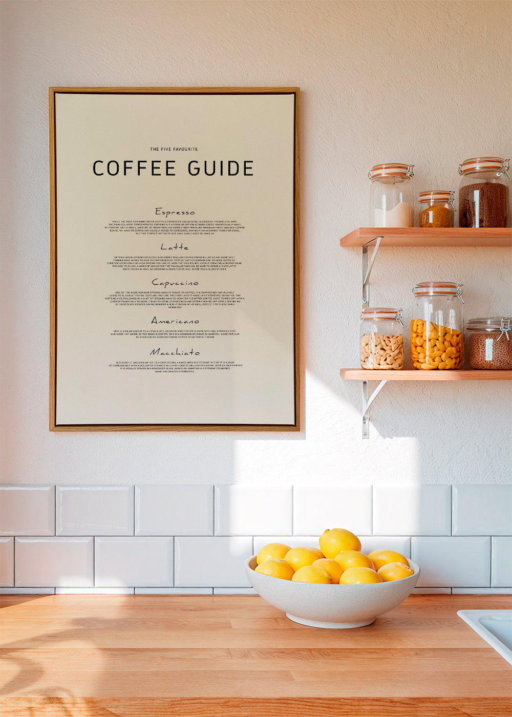 Keuken kunst: Coffee Guide typografische print
