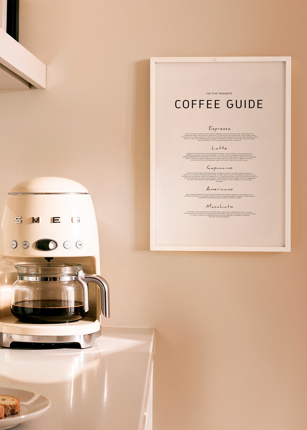 Keuken kunst: Coffee Guide typografische print