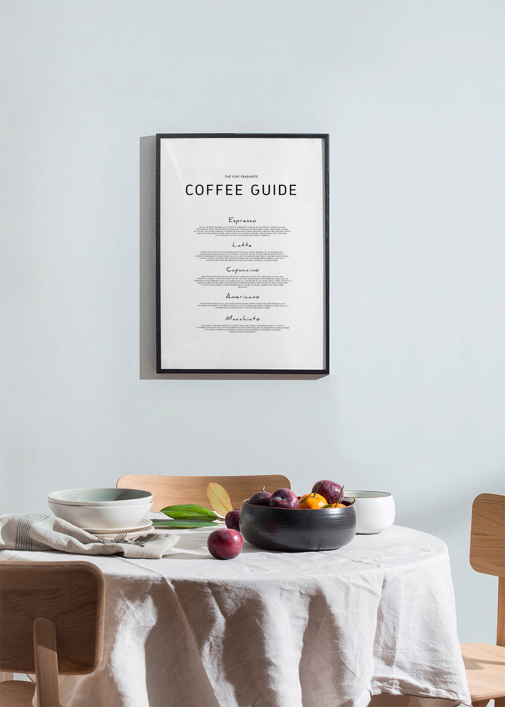 Keuken kunst: Coffee Guide typografische print