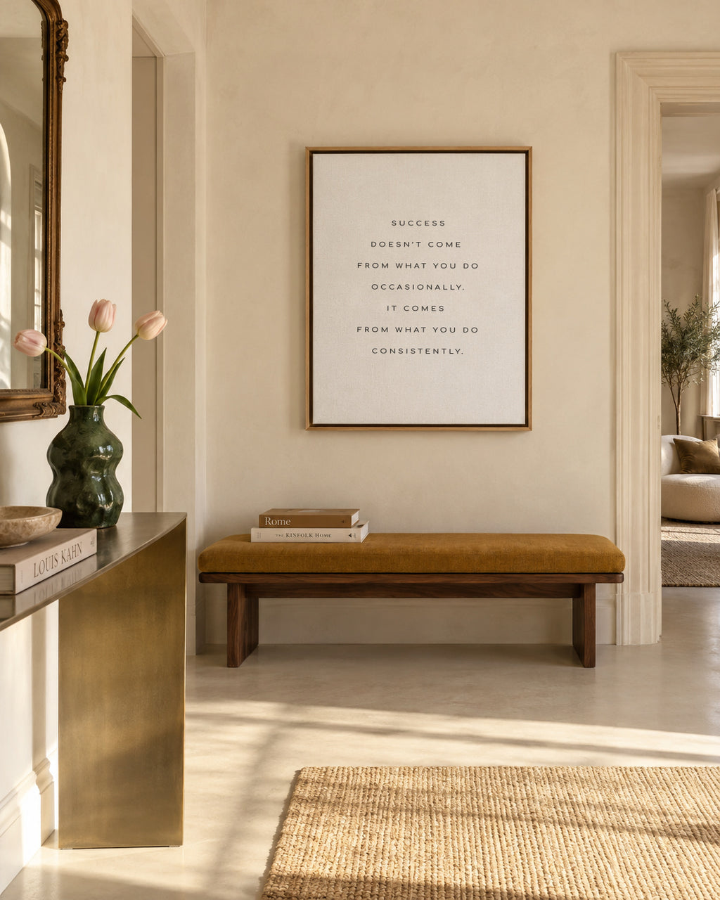 Success quote - Framed canvas in an interior