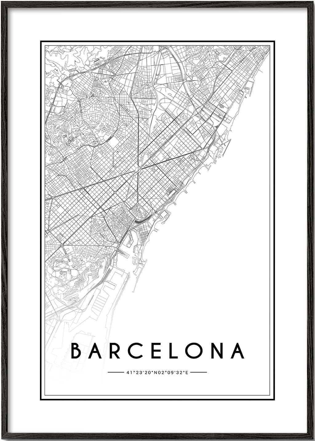 Stadsposter Barcelona kaart grafisch