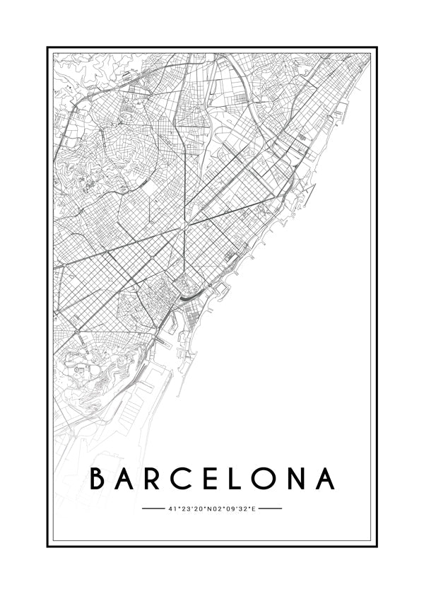 Stadsposter Barcelona kaart grafisch