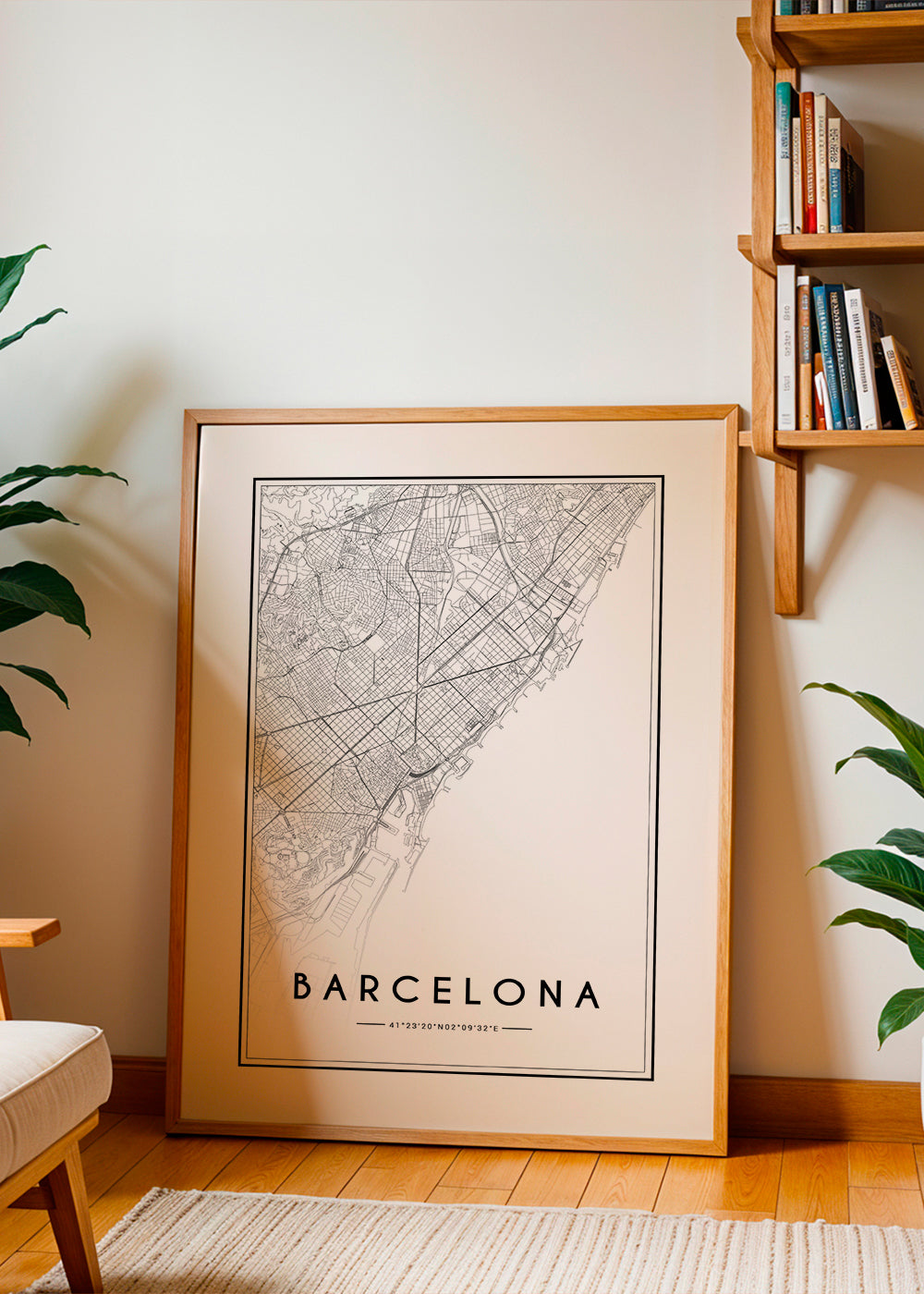 Stadsposter Barcelona kaart grafisch