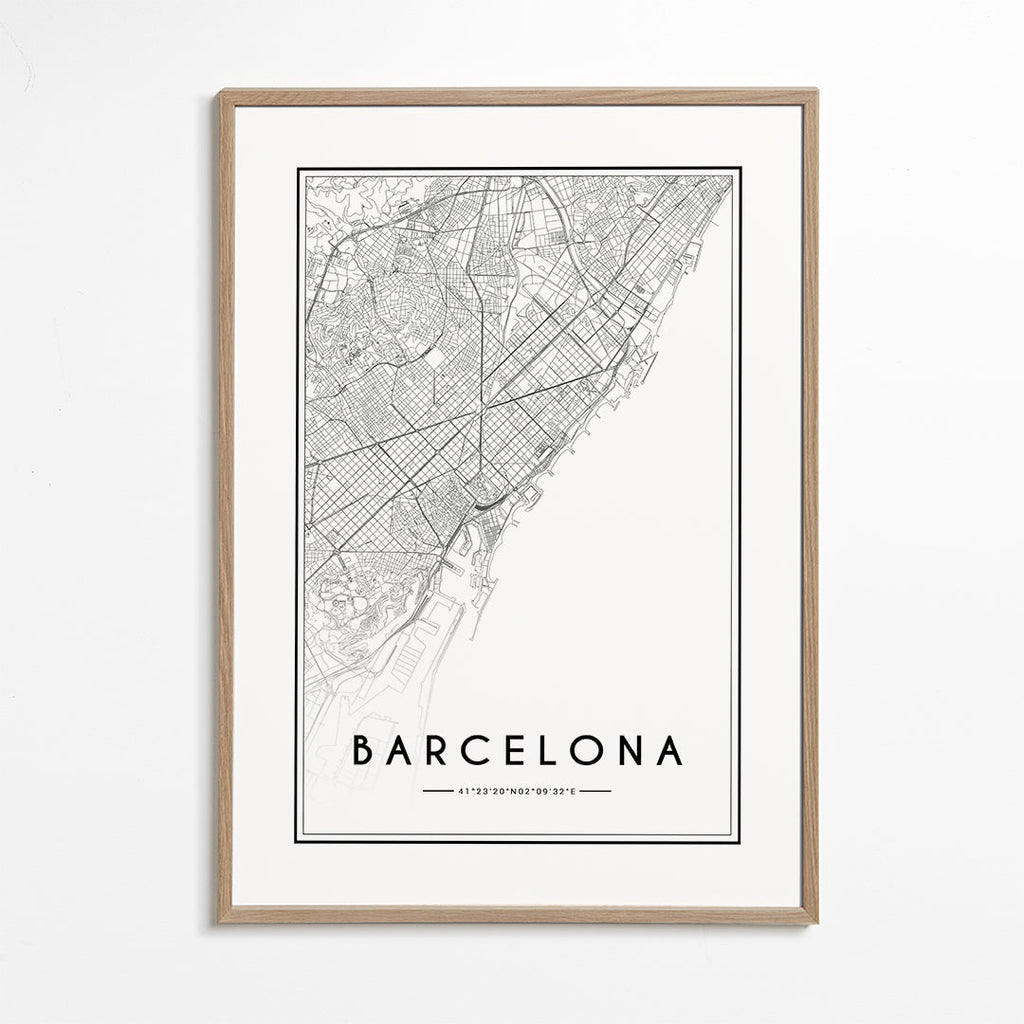 Stadsposter Barcelona kaart grafisch