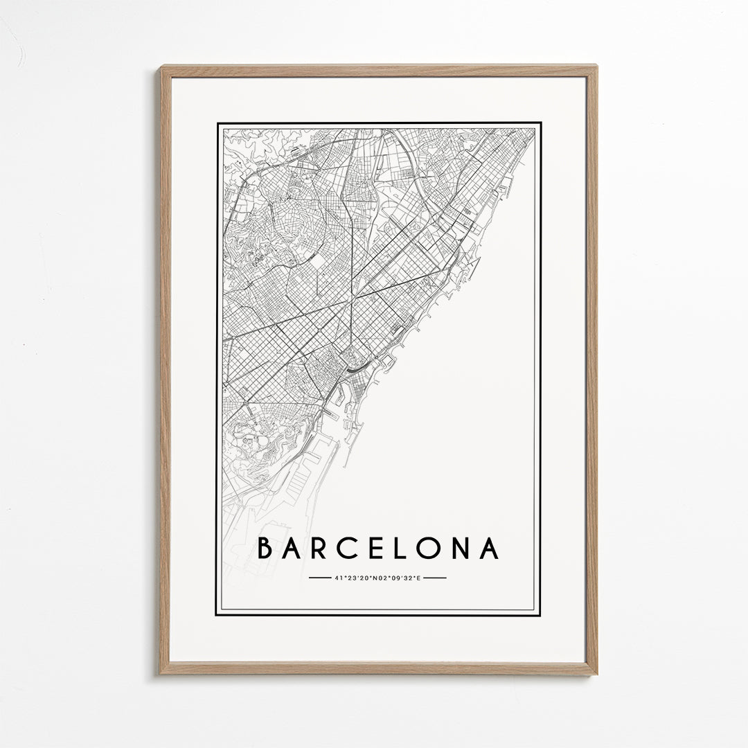 Stadsposter Barcelona kaart grafisch