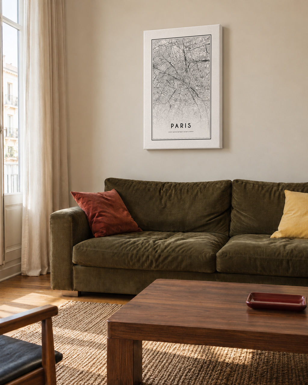 Paris map - Unframed canvas in an interior