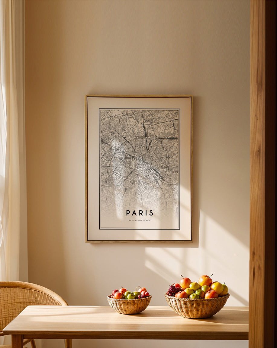 Paris map - Framed canvas in an interior