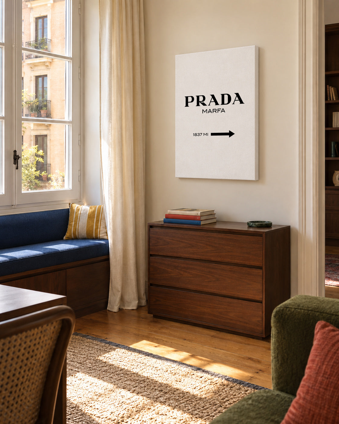 Prada Marfa - Unframed canvas in an interior