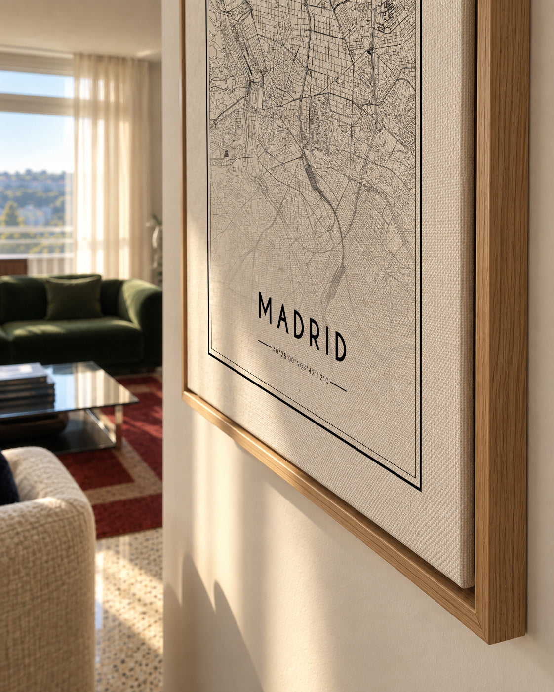 Madrid map - Framed canvas detail