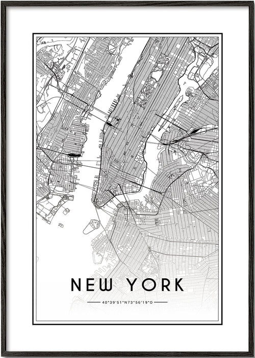 Cuadro de ciudades New York kaart