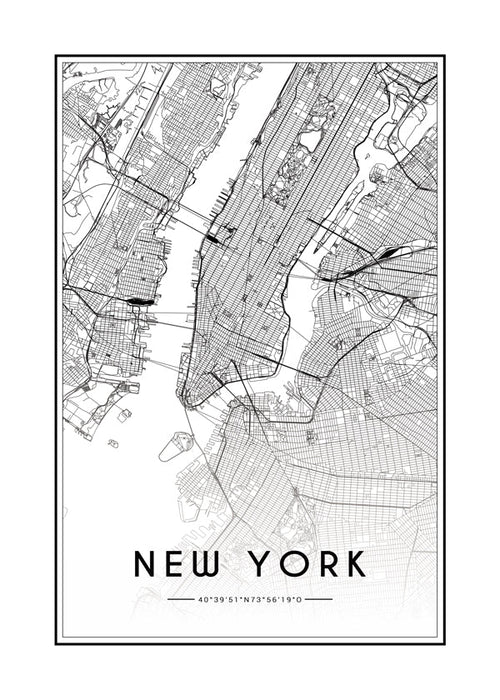 Cuadro de ciudades New York kaart