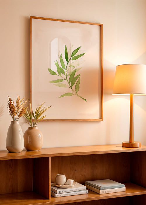 Botanische print: minimalistische groene tak