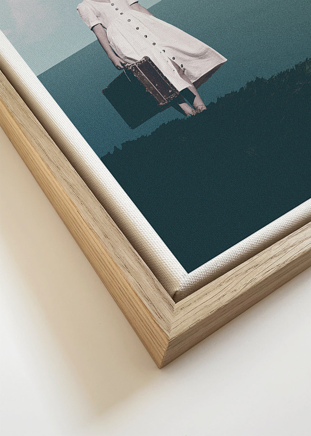 Landschapsposter: reiziger met vogels aan zee