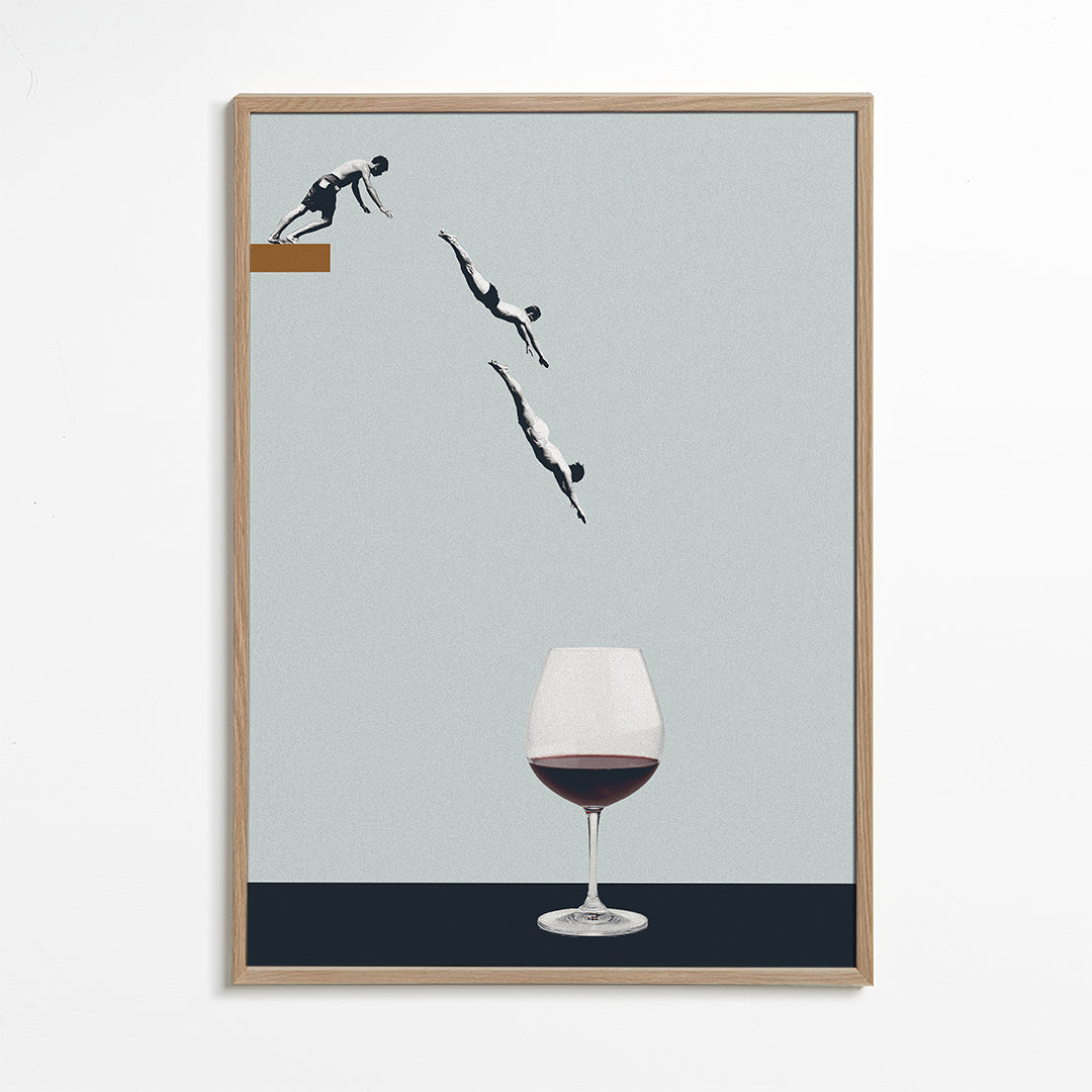 Keuken kunst met wijnglas en duikers