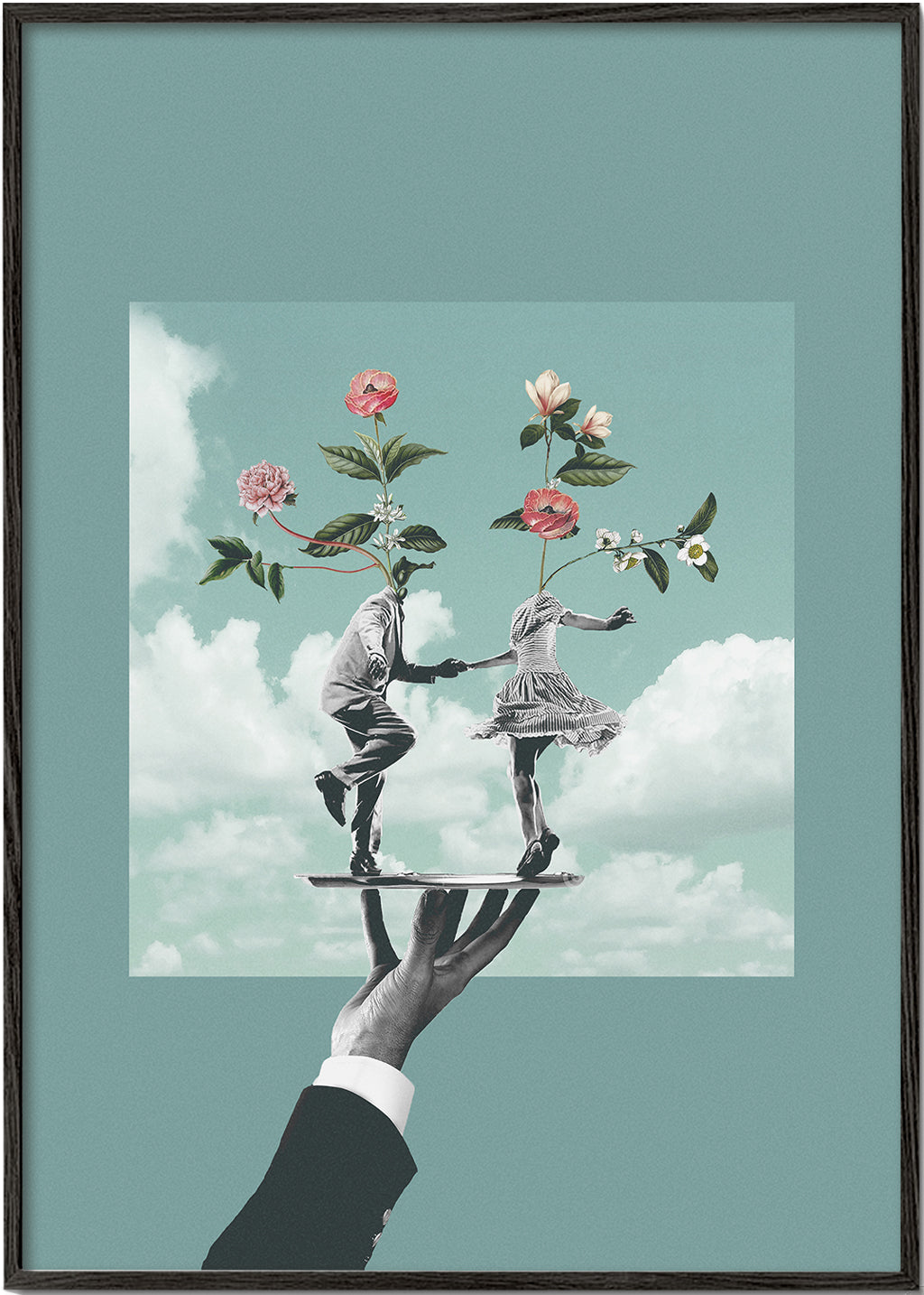 Botanische print: dansend paar met bloemen