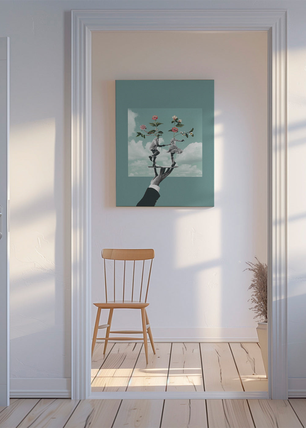 Botanische print: dansend paar met bloemen