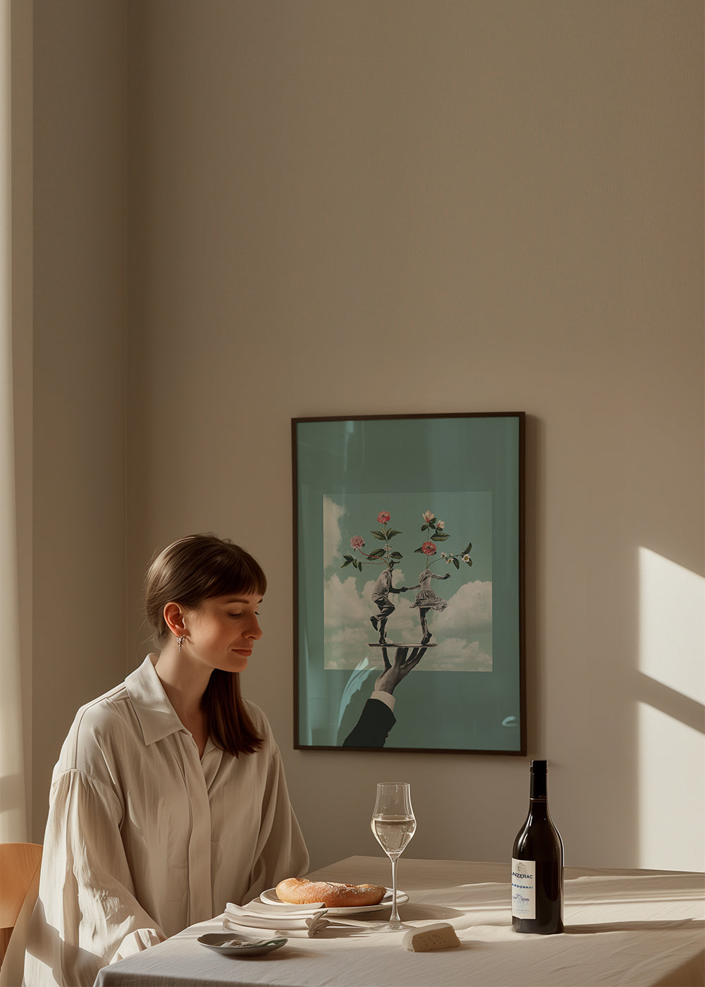Botanische print: dansend paar met bloemen