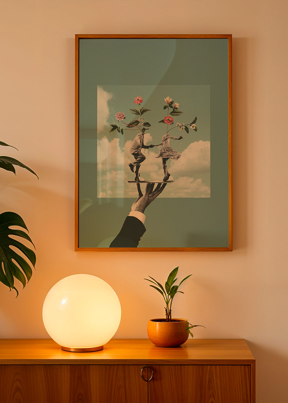Botanische print: dansend paar met bloemen