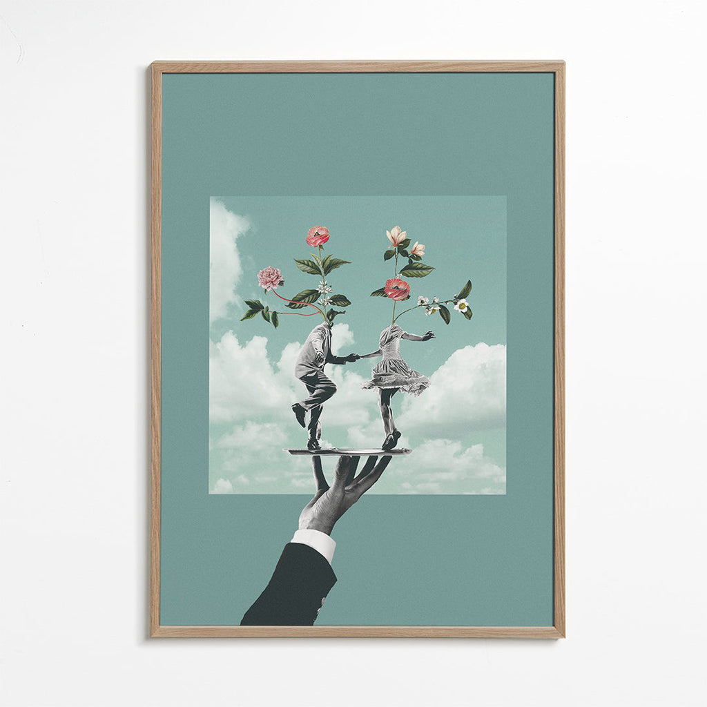 Botanische print: dansend paar met bloemen