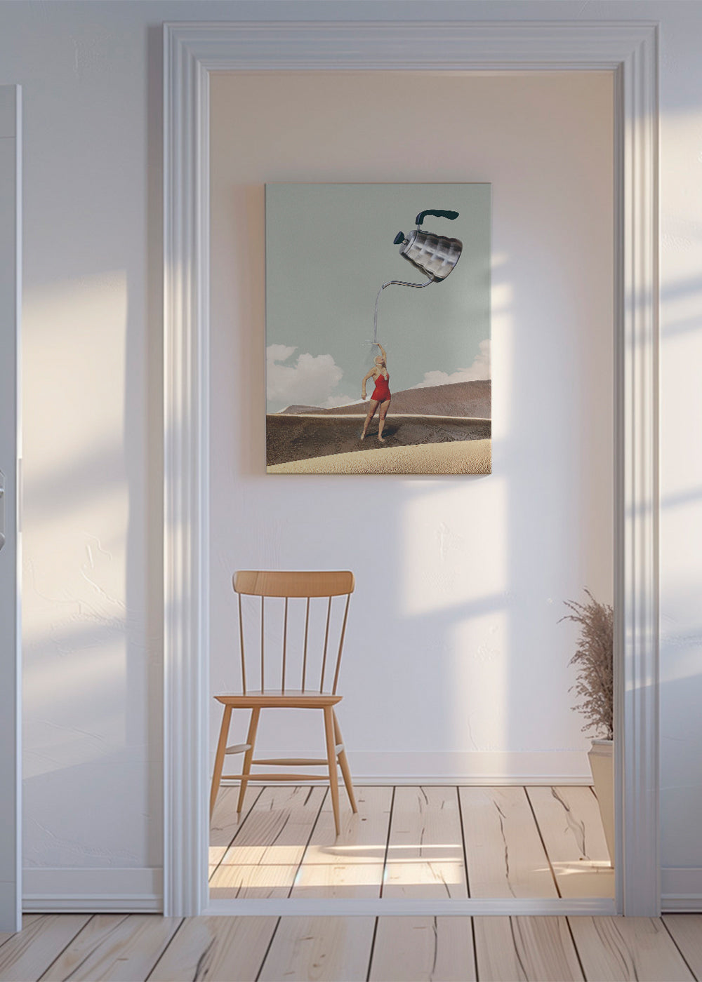 Keuken kunst met zwemster en reuzenketel