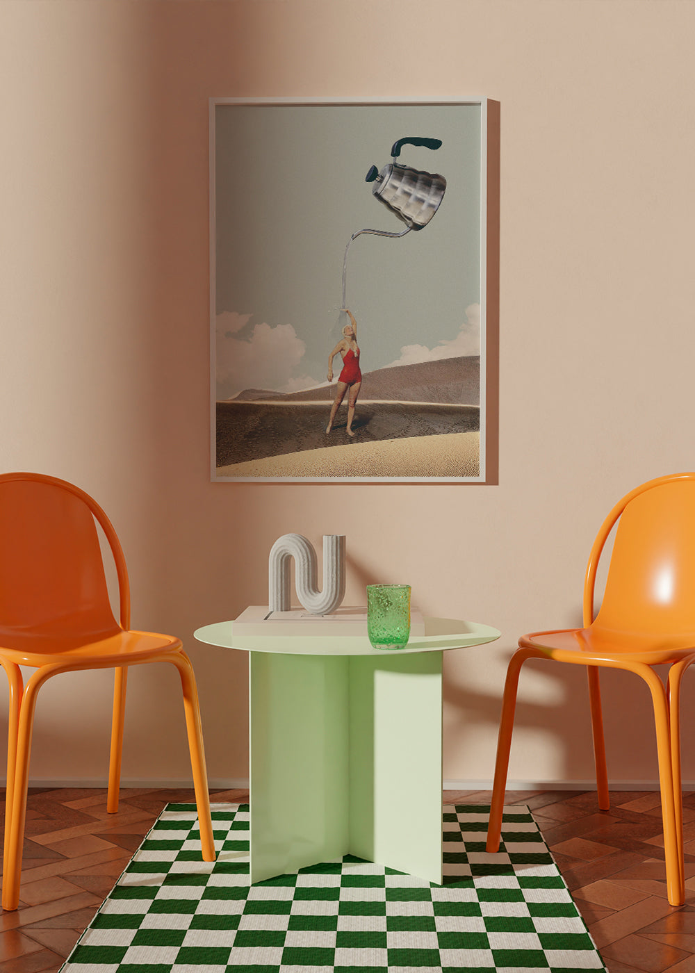 Keuken kunst met zwemster en reuzenketel
