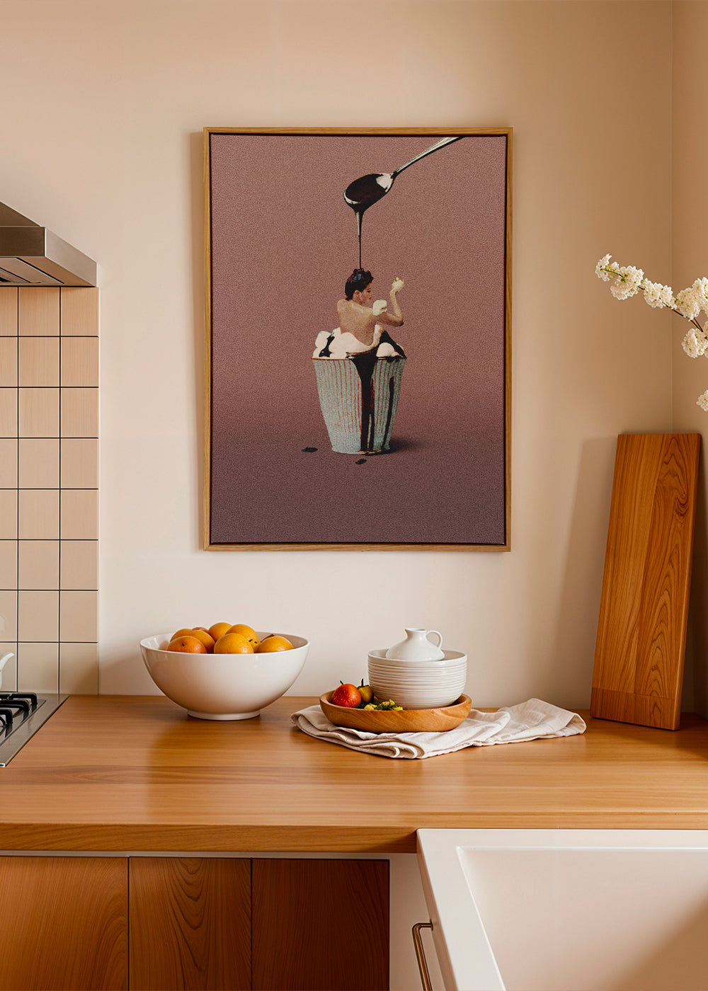 Keuken kunst met surreal cupcake