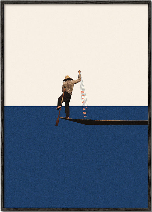 Illustratie gondelier op blauwe zee