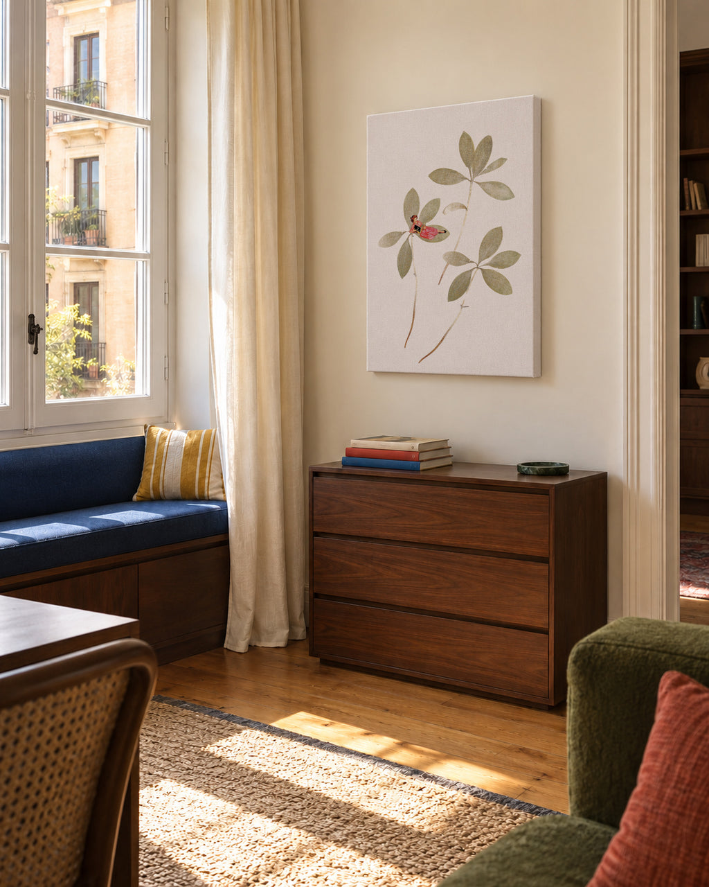 Tuning out - Unframed canvas in an interior