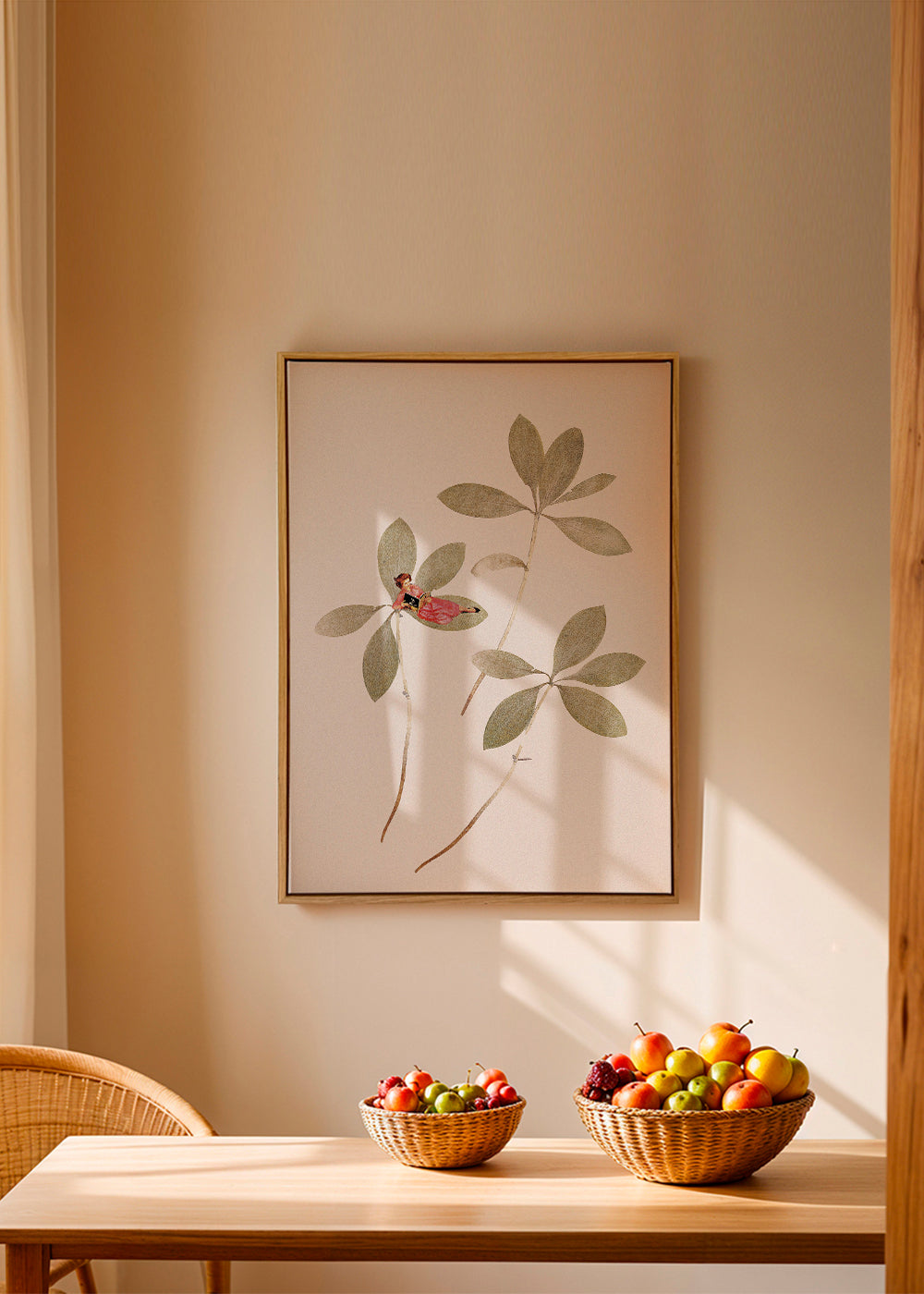 Botanische print met klein figuurtje