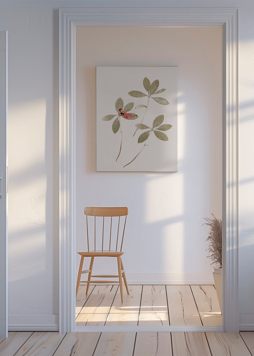 Botanische print met klein figuurtje