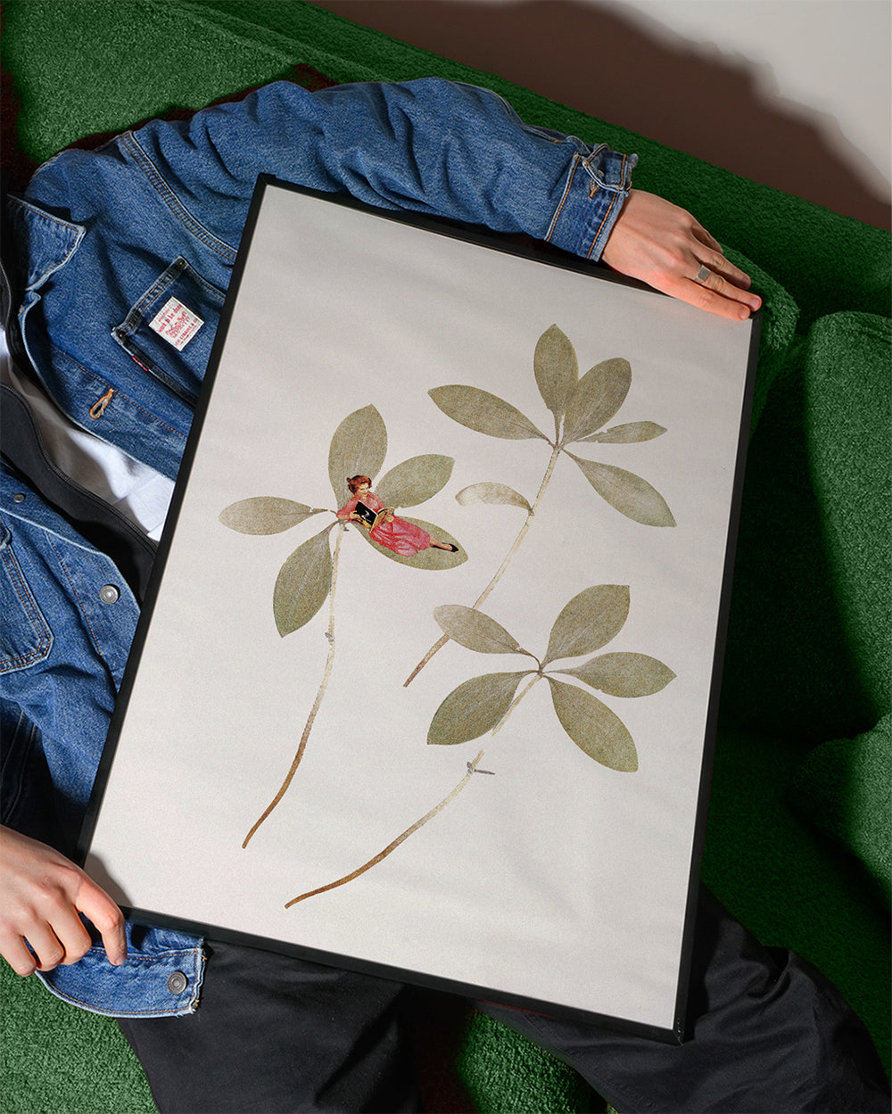Botanische print met klein figuurtje