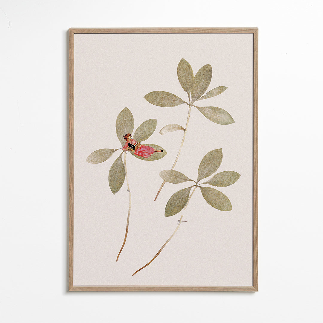 Botanische print met klein figuurtje