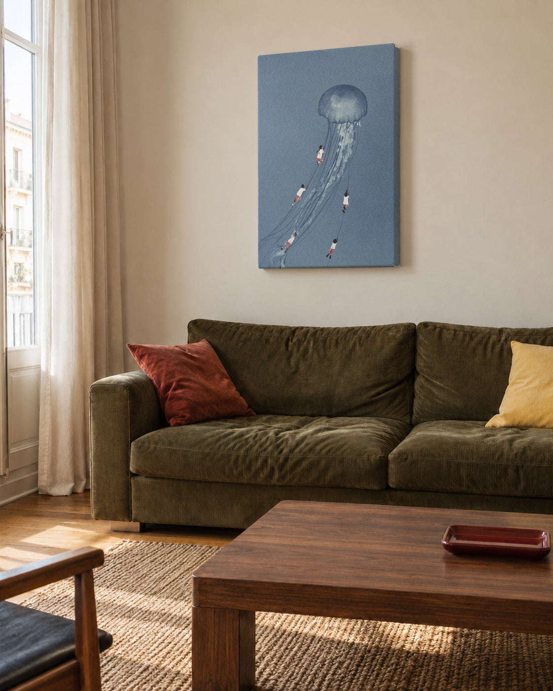 We came home smiling - Unframed canvas in an interior