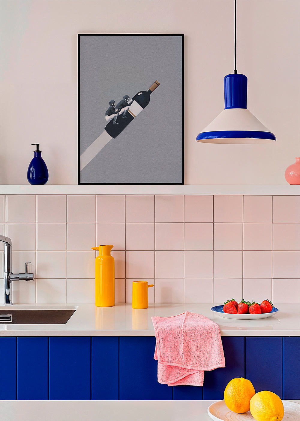 Keuken kunst met ruiters op wijnfles