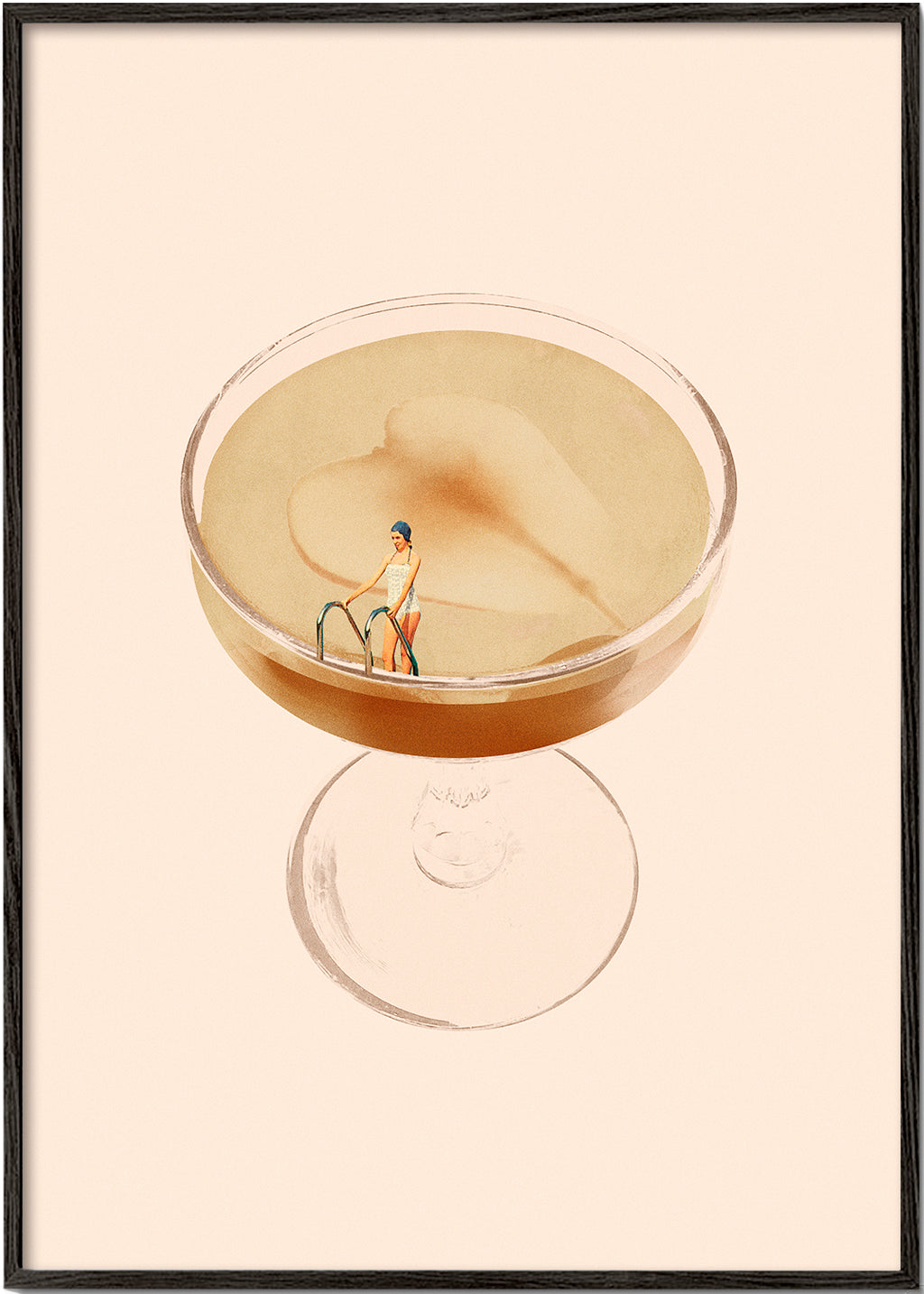 Keuken kunst met minimalistische cocktail illustratie