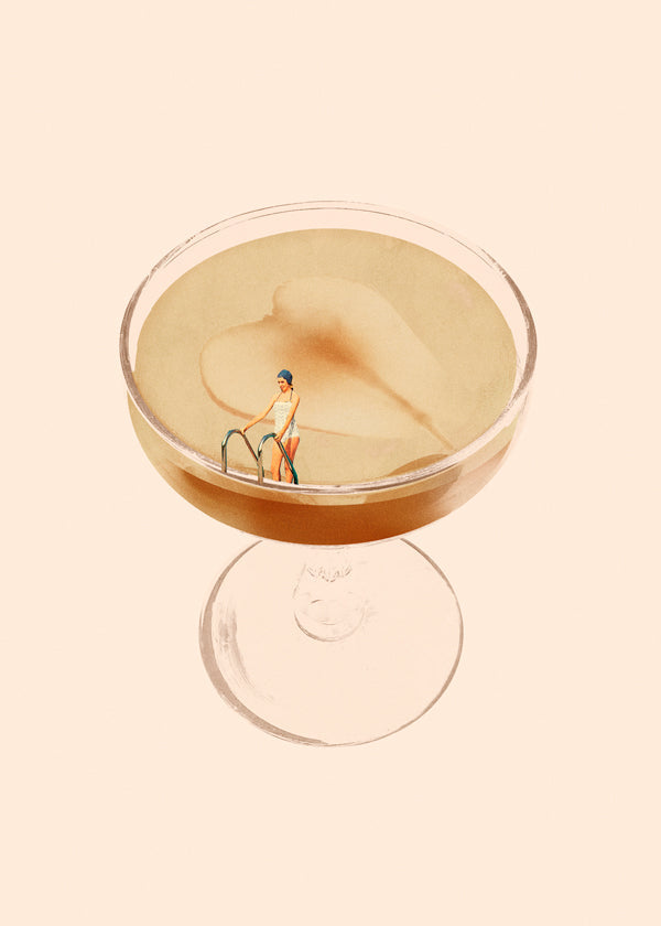 Keuken kunst met minimalistische cocktail illustratie