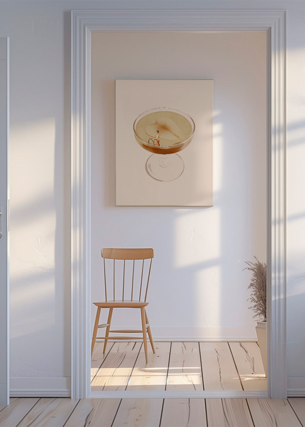 Keuken kunst met minimalistische cocktail illustratie