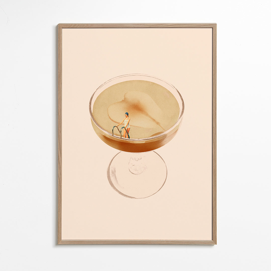 Keuken kunst met minimalistische cocktail illustratie