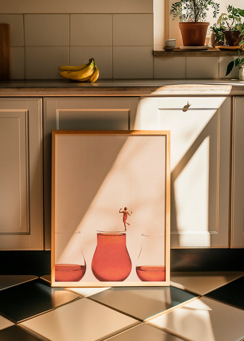 Keuken kunst met figuur op glas
