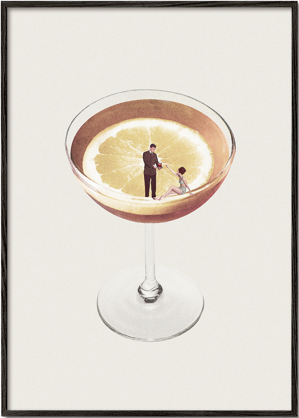 Keuken kunst met cocktailglas en citroen