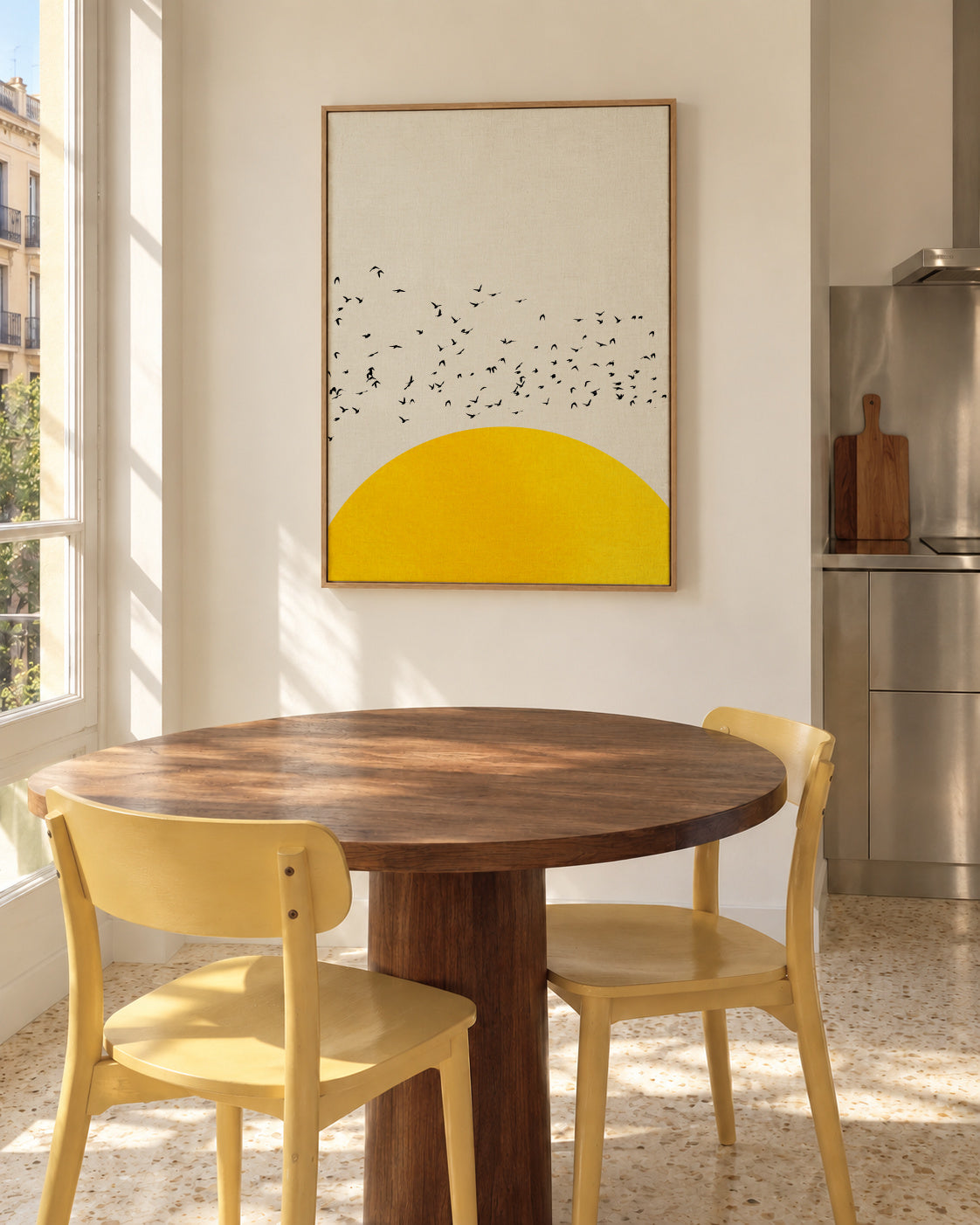 A thousand birds - Framed canvas in an interior