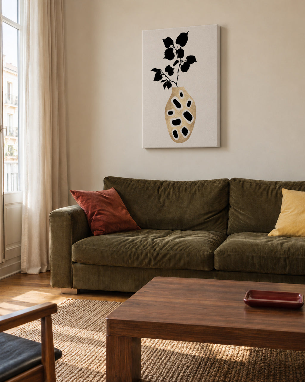 Botanical still life - Unframed canvas in an interior