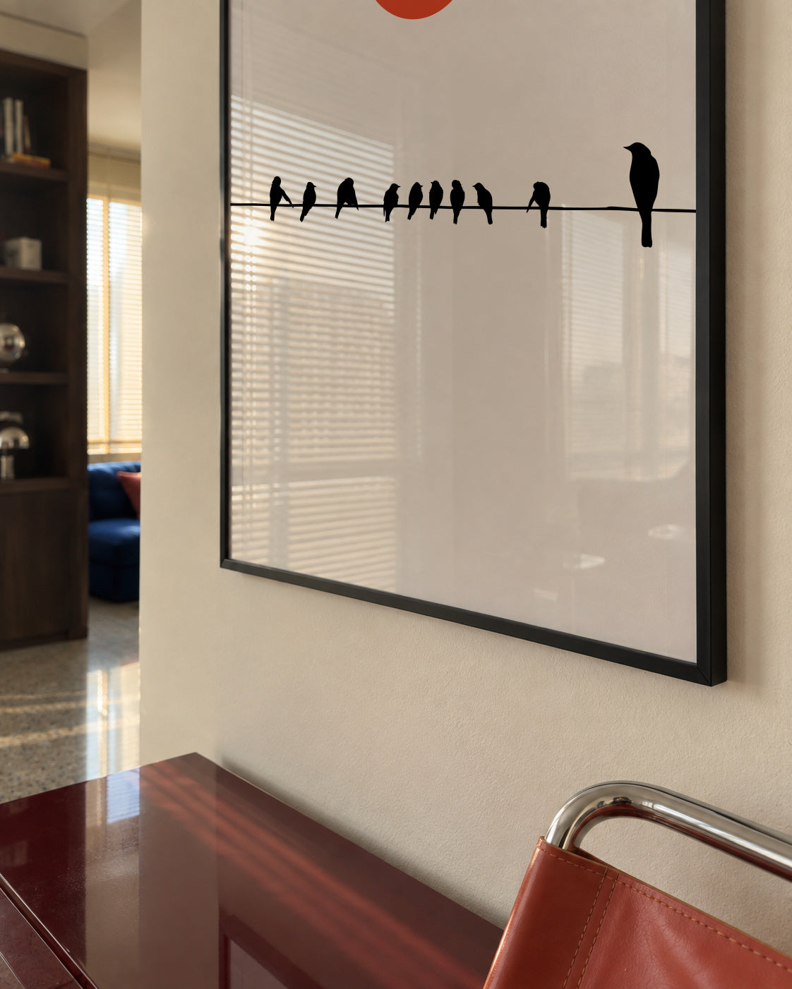Sit and wait - Framed poster in an interior