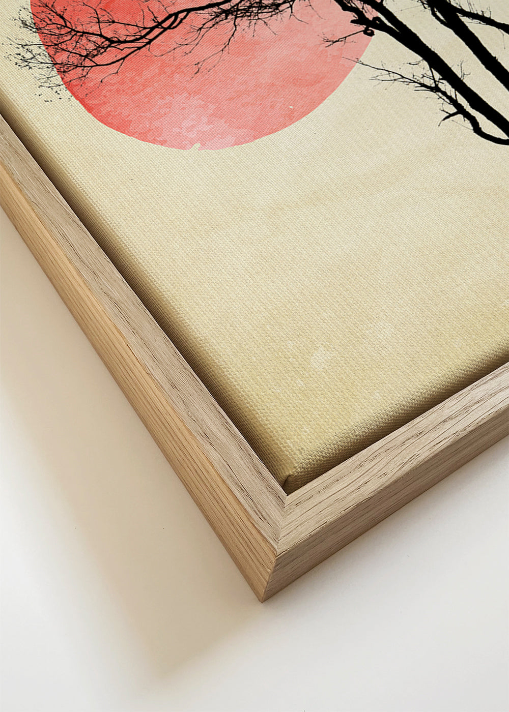 Botanische print boom silhouet met koraalmanen